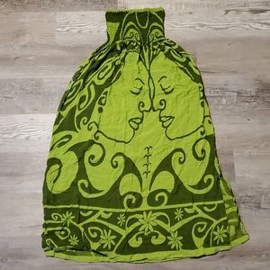 Wahine Toa Green Strapless Midi Dress